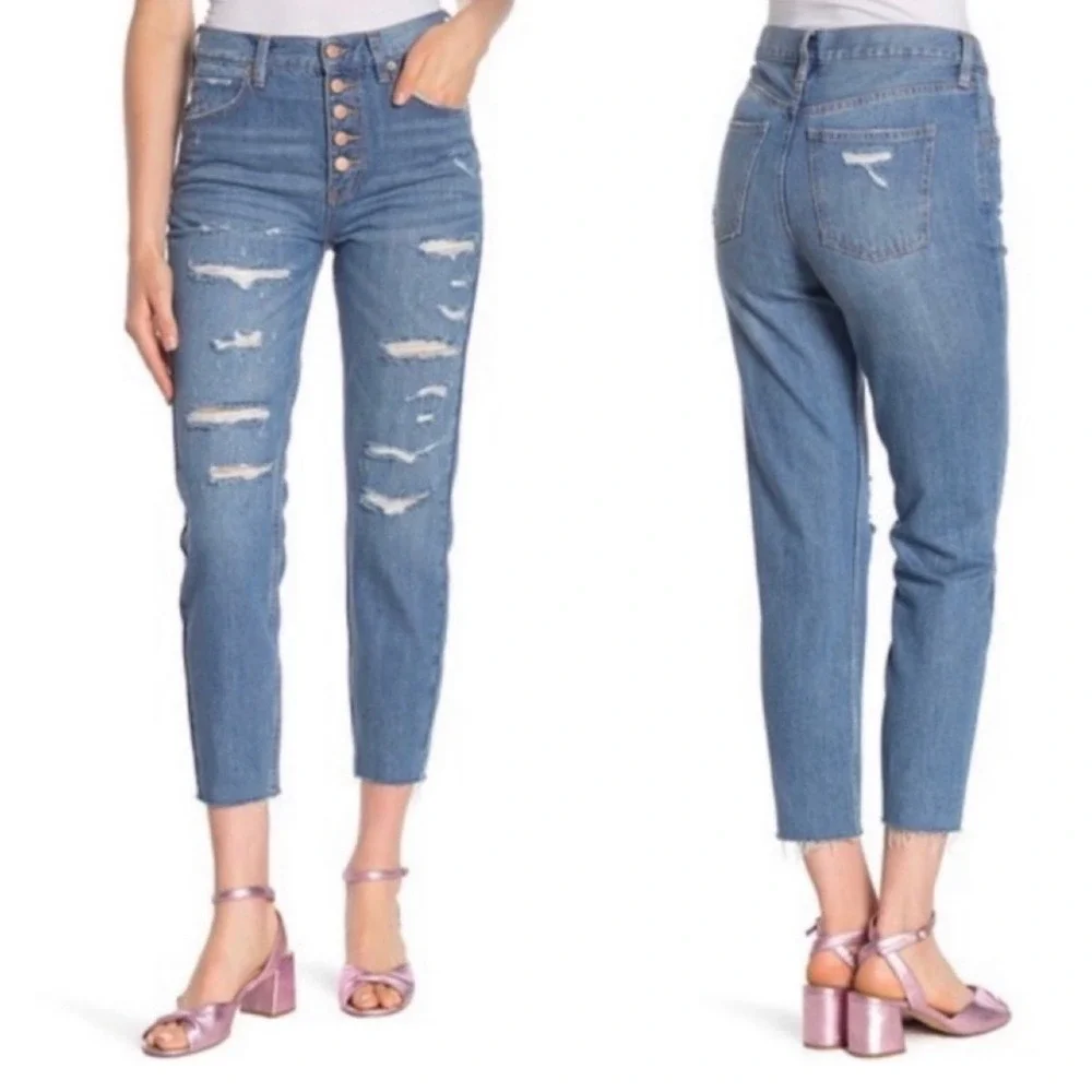 Free People We The Free Blossom Rigid Skinny Jeans‎ in Blue
